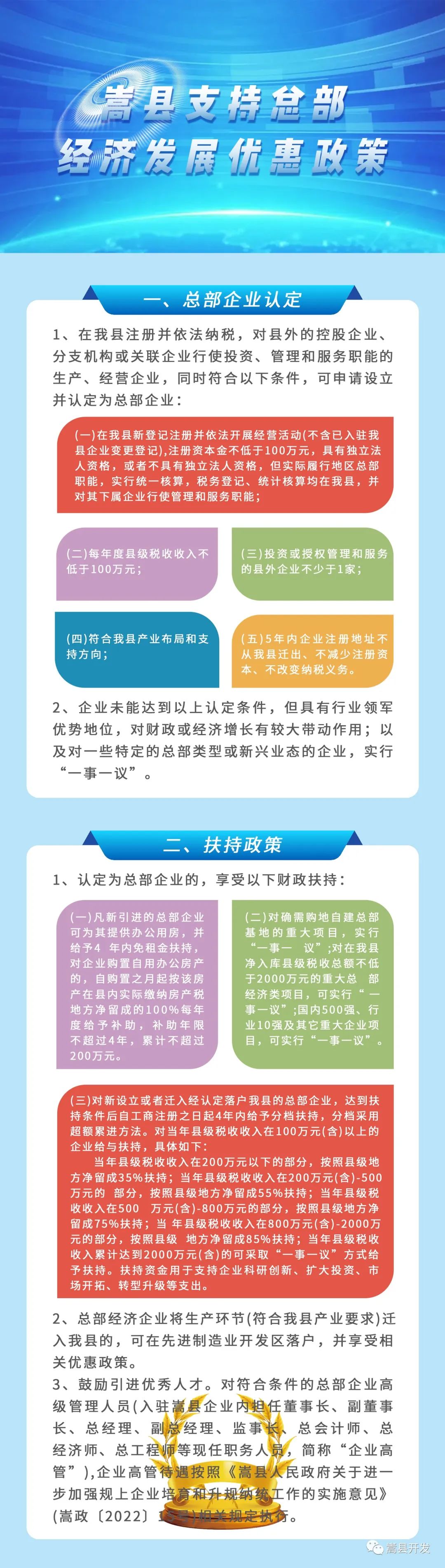 嵩县支持总部经济发展优惠政策图解